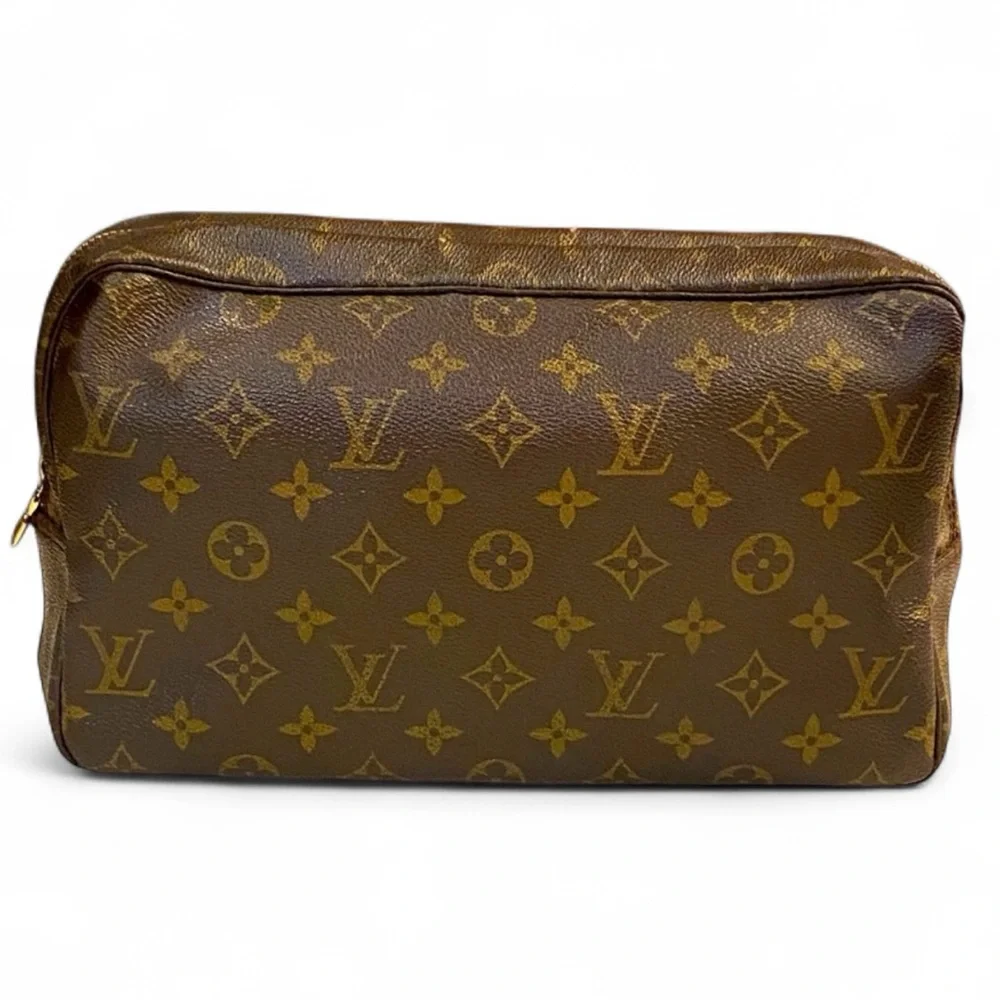 LOUIS VUITTON Monogram Trousse Toilette 28, Box, Dust, & Gift Bags, LV Card, EUC